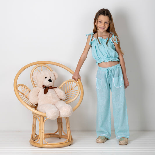 Yeşil Su Taşı İşleme Detaylı Pantalon