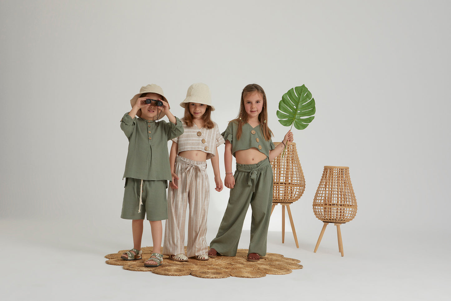 Crop Düğmeli Naturel Çizgi